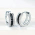 Iced Out 14K White Gold Plated Pave Black Cubic Zirconia Men Women Hoop Earrings